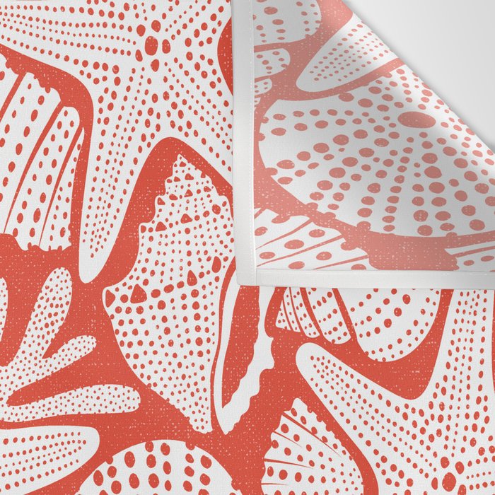 Ocean Floor Nautical Shells Red Wall Tapestry Gallery Image 3