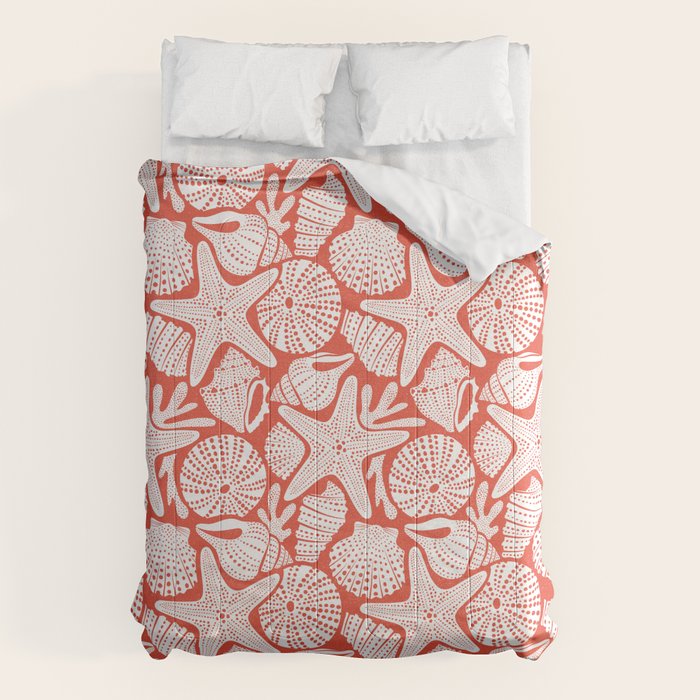 Ocean Floor Nautical Shells Red Comforter Gallery Image 6