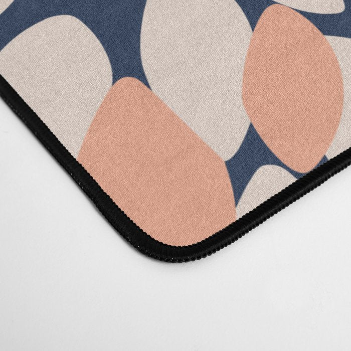 Floral Prints, Navy, Coral, Peach and Gray, Abstract Art, Coloured Prints Desk Mat Gallery Image 4
