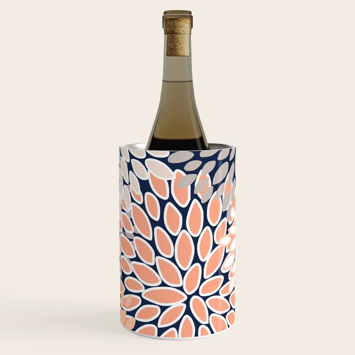 Floral Prints, Navy, Coral, Peach and Gray, Abstract Art, Coloured Prints Wine Chiller Gallery Image 3