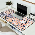 Floral Prints, Navy, Coral, Peach and Gray, Abstract Art, Coloured Prints Desk Mat Gallery Image 2