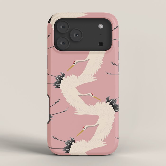 Pink Japanese Cranes Pattern iPhone Case Gallery Image 4