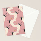 Pink Japanese Cranes Pattern Stationery Card Gallery Image 2