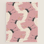 Pink Japanese Cranes Pattern Jigsaw Puzzle Gallery Image 1