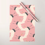 Pink Japanese Cranes Pattern Wrapping Paper Gallery Image 1