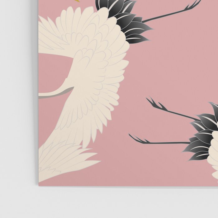 Pink Japanese Cranes Pattern Poster Gallery Image 3