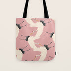 Pink Japanese Cranes Pattern Tote Bag Gallery Image 1