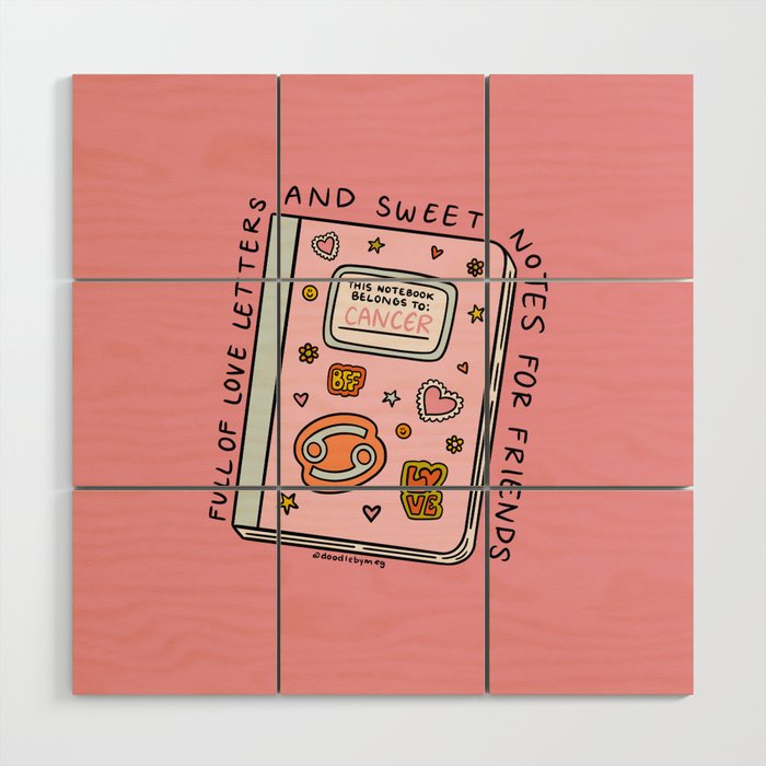 Cancer Zodiac Notebook Wood Wall Art Gallery Image 1