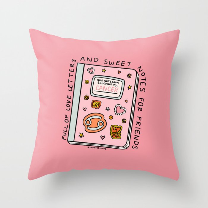 Cancer Zodiac Notebook Throw Pillow Gallery Image 1