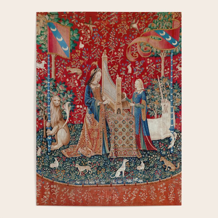 Lady and Unicorn Medieval Tapestry Hearing Poster Gallery Image 1