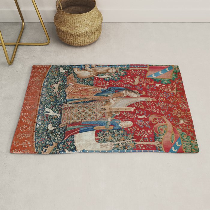 Lady and Unicorn Medieval Tapestry Hearing Rug Gallery Image 1