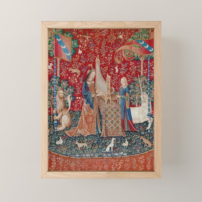 Lady and Unicorn Medieval Tapestry Hearing Mini Art Print Gallery Image 1