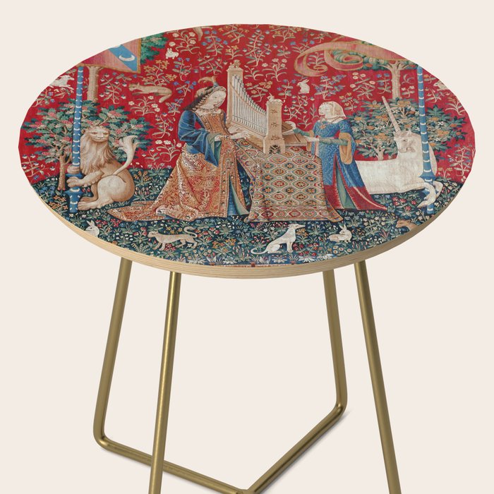 Lady and Unicorn Medieval Tapestry Hearing Side Table Gallery Image 2