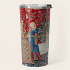 Lady and Unicorn Medieval Tapestry Hearing Travel Mug Gallery Image 2