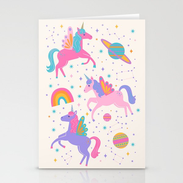 Space Unicorn - Neon Rainbow Stationery Card Gallery Image 2