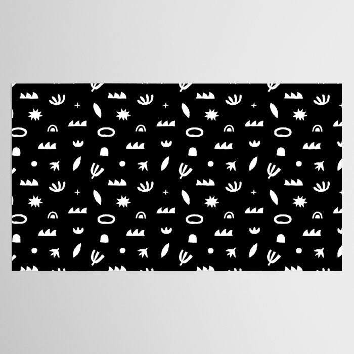 Black and white abstract organic shape pattern Tablecloth Gallery Image 2