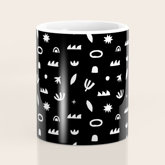 Black and white abstract organic shape pattern Coffee Mug Gallery Image 4