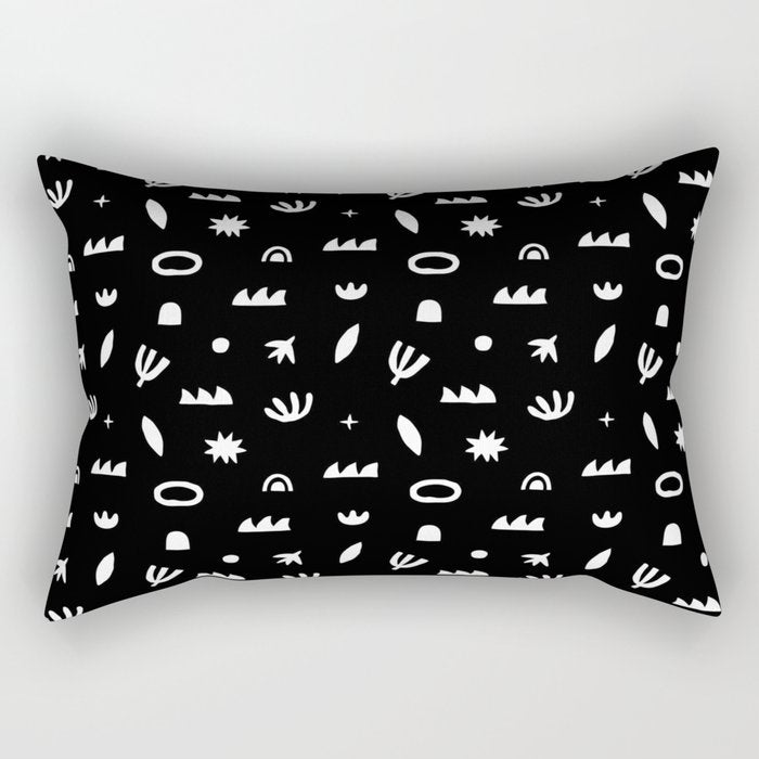 Black and white abstract organic shape pattern Rectangular Pillow Gallery Image 1