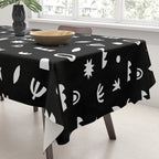 Black and white abstract organic shape pattern Tablecloth Gallery Image 3