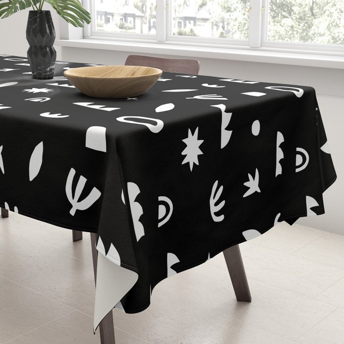 Black and white abstract organic shape pattern Tablecloth Gallery Image 3