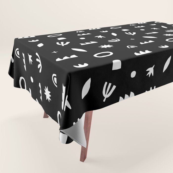 Black and white abstract organic shape pattern Tablecloth Gallery Image 1