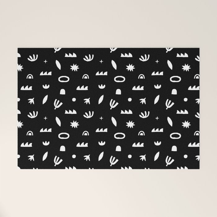 Black and white abstract organic shape pattern Welcome Mat Gallery Image 1