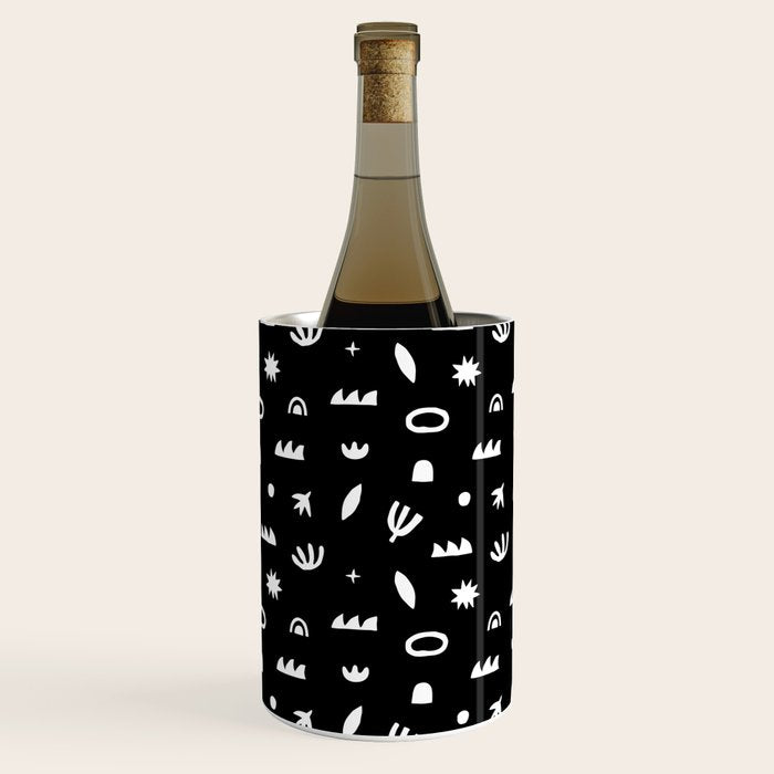 Black and white abstract organic shape pattern Wine Chiller Gallery Image 2