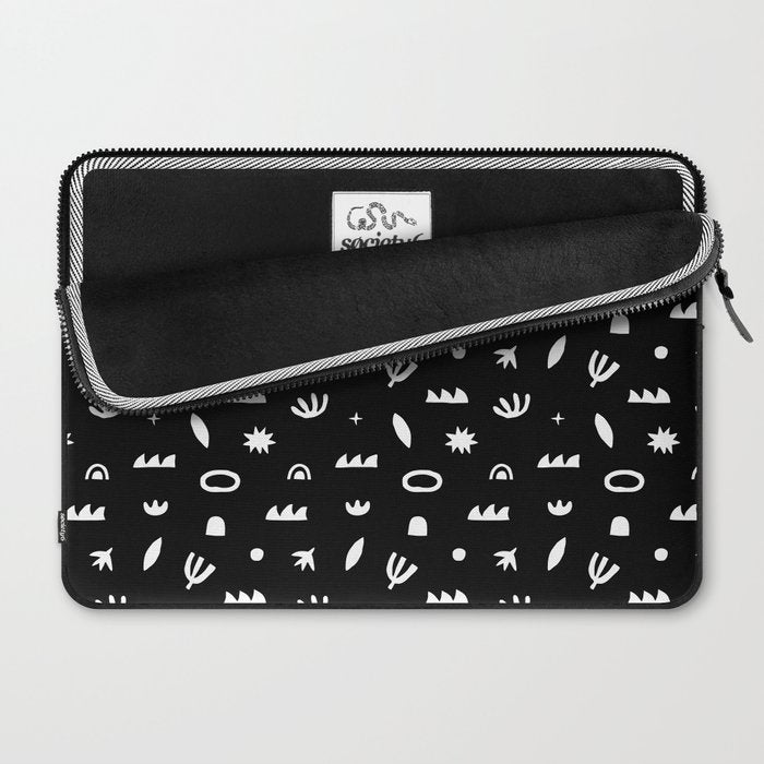 Black and white abstract organic shape pattern Laptop Sleeve Gallery Image 2