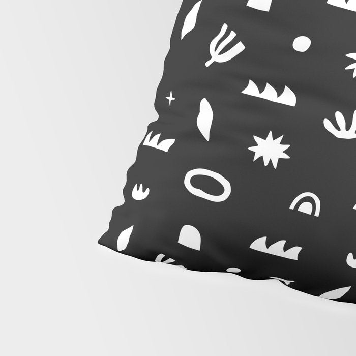 Black and white abstract organic shape pattern Pillow Sham Gallery Image 4