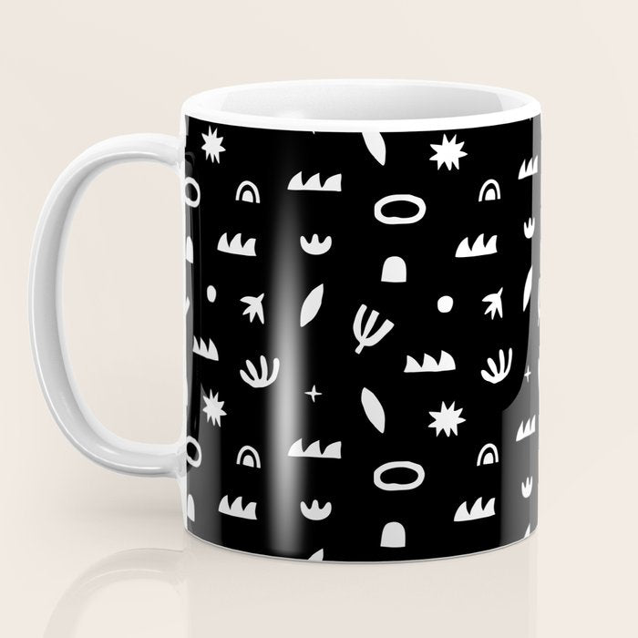 Black and white abstract organic shape pattern Coffee Mug Gallery Image 3