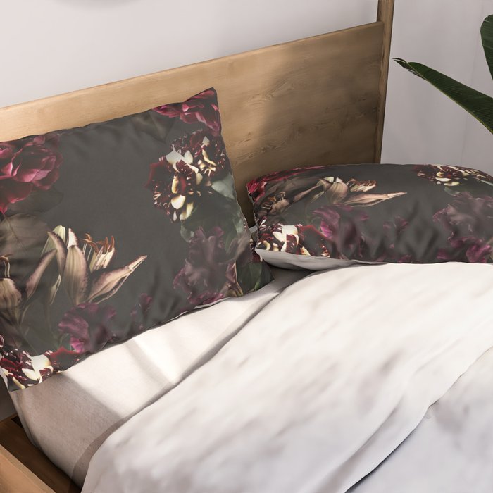 Vintage bouquets of garden flowers. Roses, dark red and pink peony.  Pillow Sham Gallery Image 2