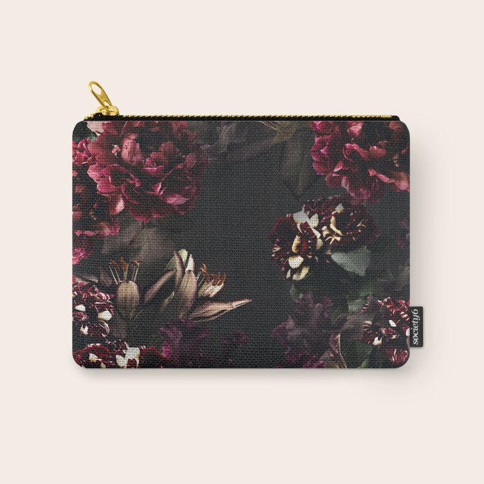 Vintage bouquets of garden flowers. Roses, dark red and pink peony.  Carry All Pouch Gallery Image 1