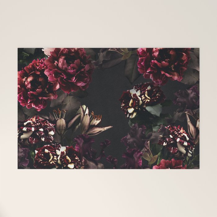 Vintage bouquets of garden flowers. Roses, dark red and pink peony.  Welcome Mat Gallery Image 1