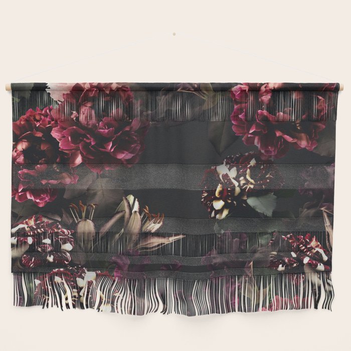 Vintage bouquets of garden flowers. Roses, dark red and pink peony.  Wall Hanging Gallery Image 1