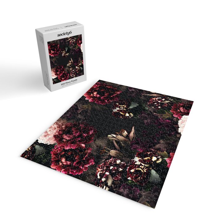 Vintage bouquets of garden flowers. Roses, dark red and pink peony.  Jigsaw Puzzle Gallery Image 2