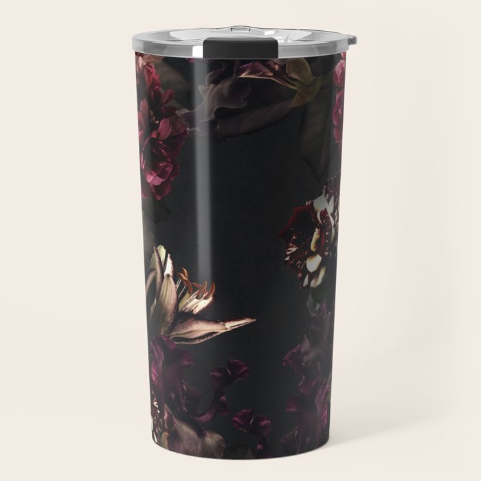 Vintage bouquets of garden flowers. Roses, dark red and pink peony.  Travel Mug Gallery Image 1