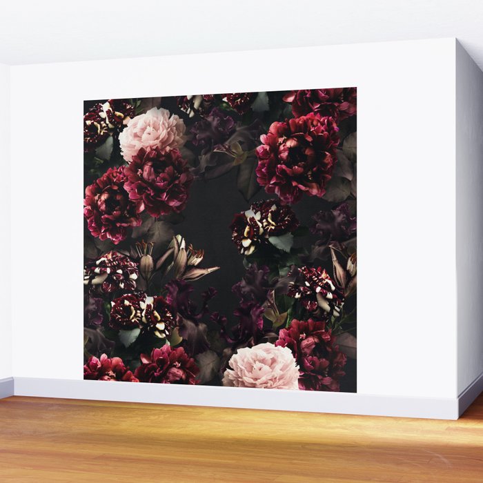 Vintage bouquets of garden flowers. Roses, dark red and pink peony.  Wall Mural Gallery Image 2