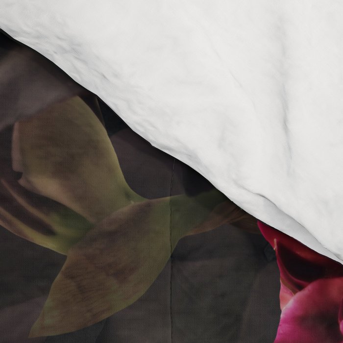 Vintage bouquets of garden flowers. Roses, dark red and pink peony.  Comforter Gallery Image 4