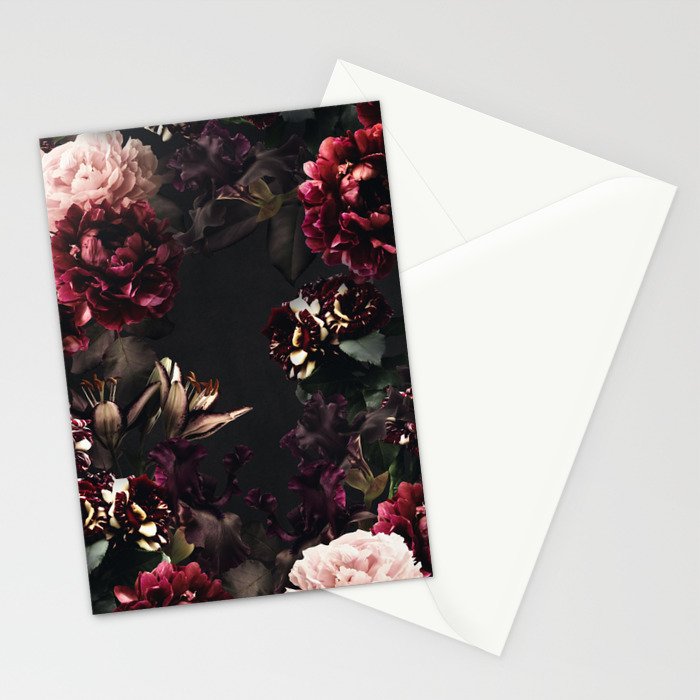 Vintage bouquets of garden flowers. Roses, dark red and pink peony.  Stationery Card Gallery Image 2