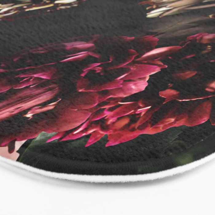 Vintage bouquets of garden flowers. Roses, dark red and pink peony.  Bath Mat Gallery Image 3