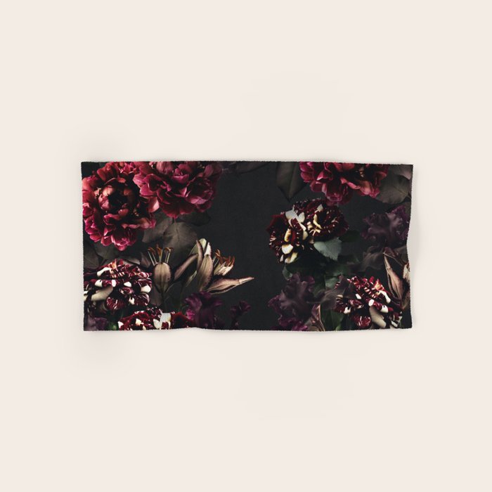 Vintage bouquets of garden flowers. Roses, dark red and pink peony.  Bath Towel Gallery Image 1