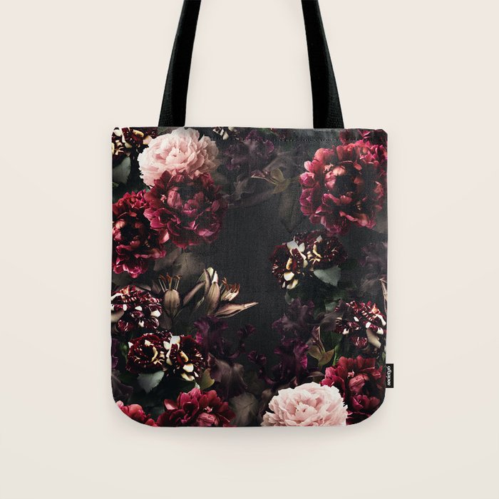 Vintage bouquets of garden flowers. Roses, dark red and pink peony.  Tote Bag Gallery Image 1