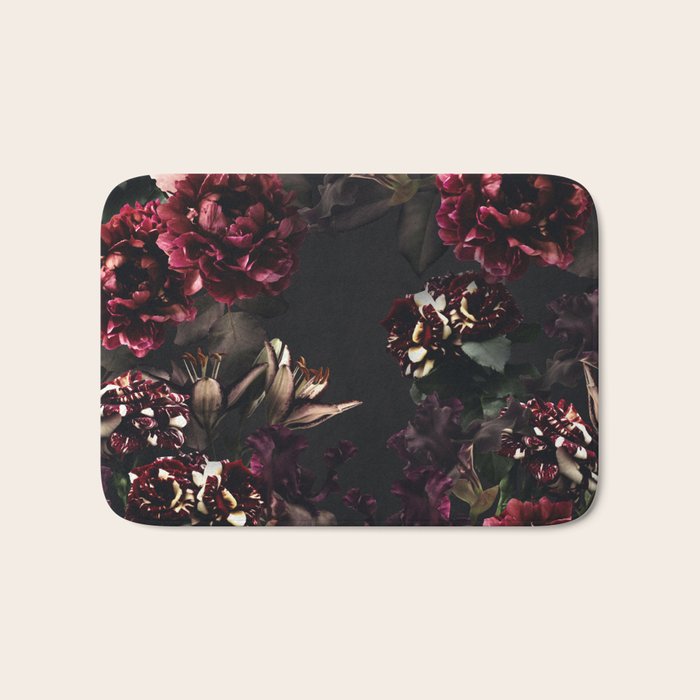 Vintage bouquets of garden flowers. Roses, dark red and pink peony.  Bath Mat Gallery Image 1