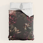 Vintage bouquets of garden flowers. Roses, dark red and pink peony.  Comforter Gallery Image 6