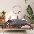 Vintage bouquets of garden flowers. Roses, dark red and pink peony.  Comforter Gallery Image 3