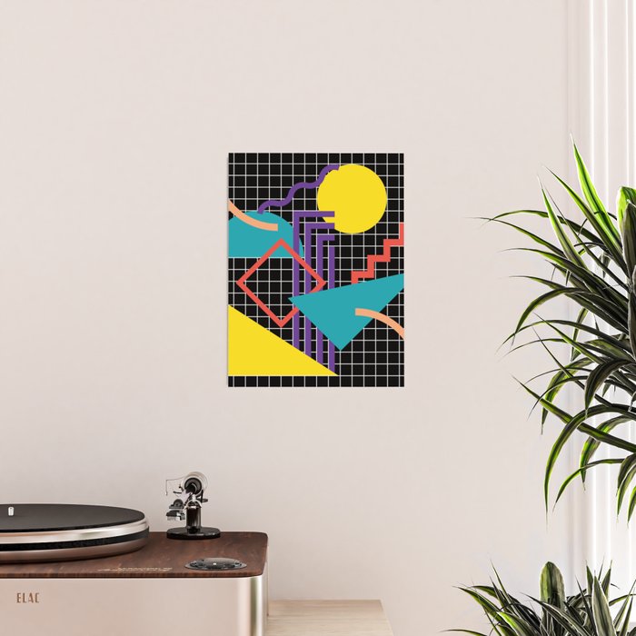 Memphis Pattern - 80s Retro Black Poster Gallery Image 2
