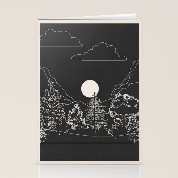Mountain Trees Dark Stationery Card Gallery Image 1
