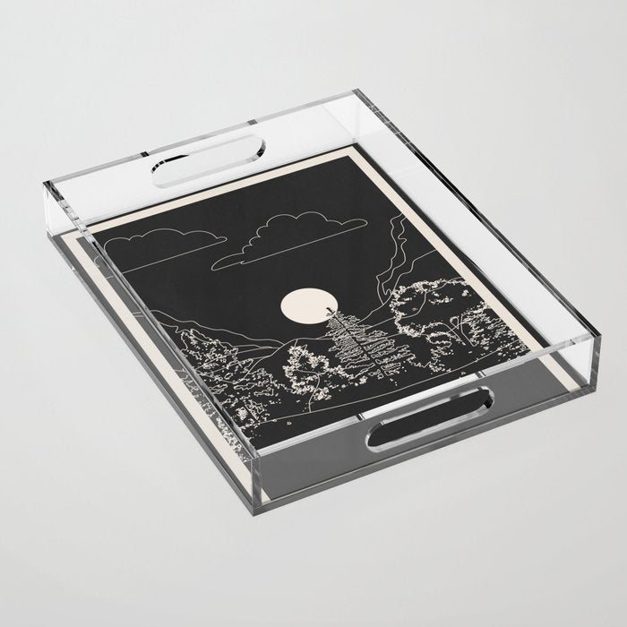 Mountain Trees Dark Acrylic Tray Gallery Image 1