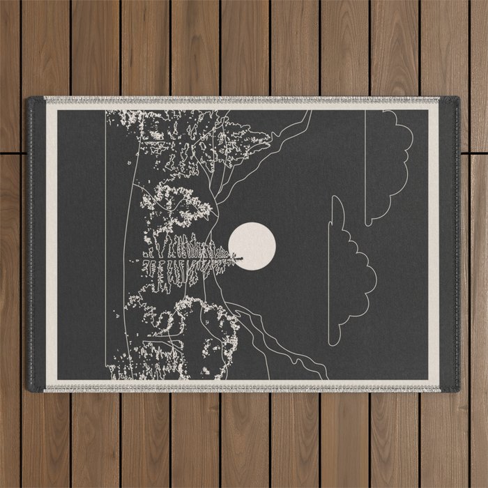 Mountain Trees Dark Outdoor Rug Gallery Image 1