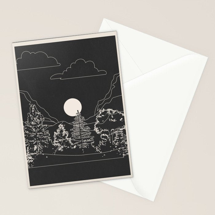 Mountain Trees Dark Stationery Card Gallery Image 2
